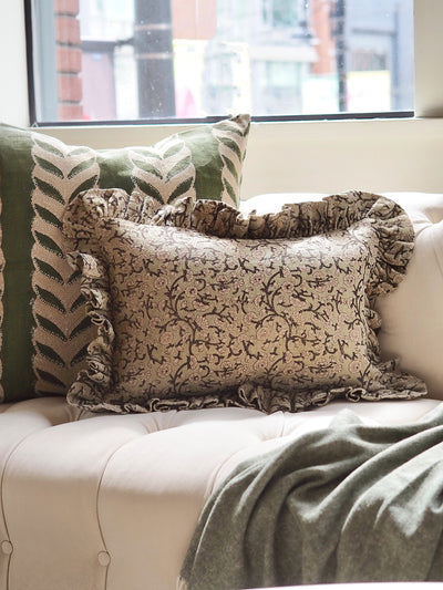 Izna Emerald Ruffle Pillow | 14x20 - The Cross Decor & Design
