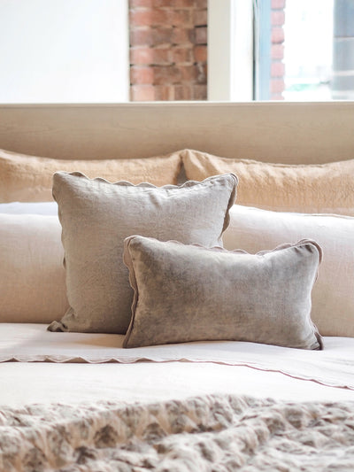 Vivian Scalloped Fog Pillow | 21x12