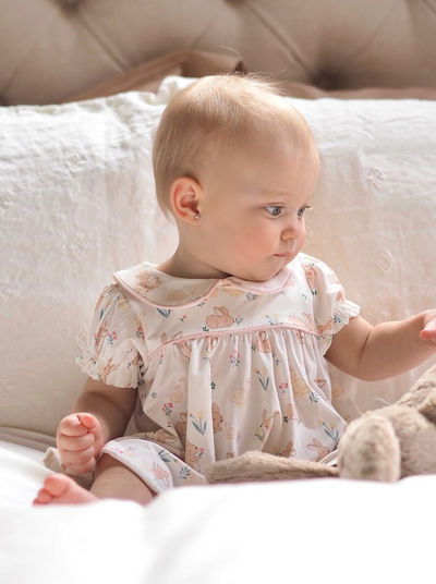 Bunny and Duck Puff Sleeve Baby Doll Dress - The Cross Decor & Design