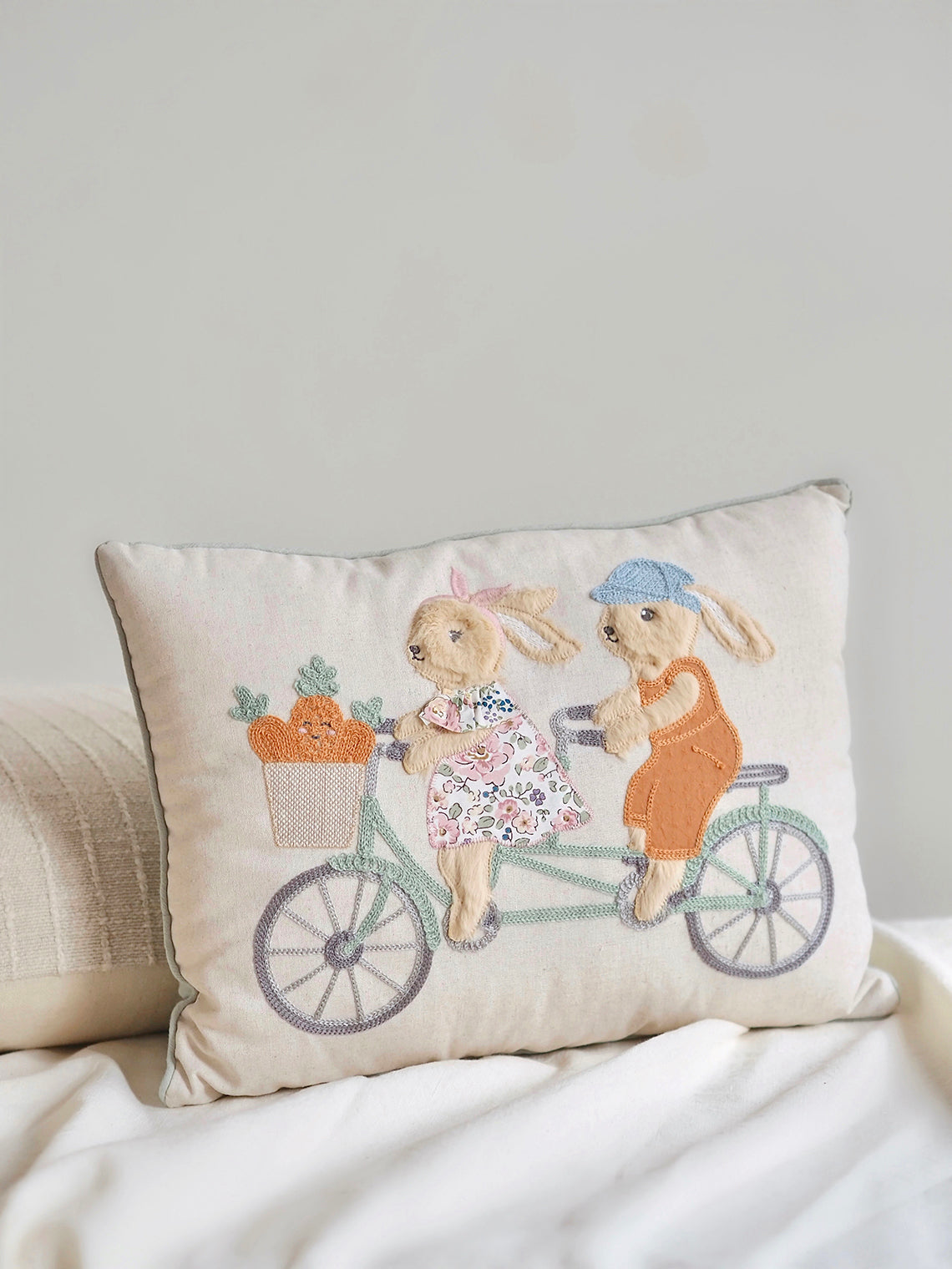 Bunny Bike Lumbar Pillow
