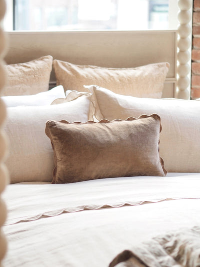 Vivian Scalloped Mink Pillow | 21x12