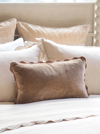 Vivian Scalloped Mink Pillow | 21x12