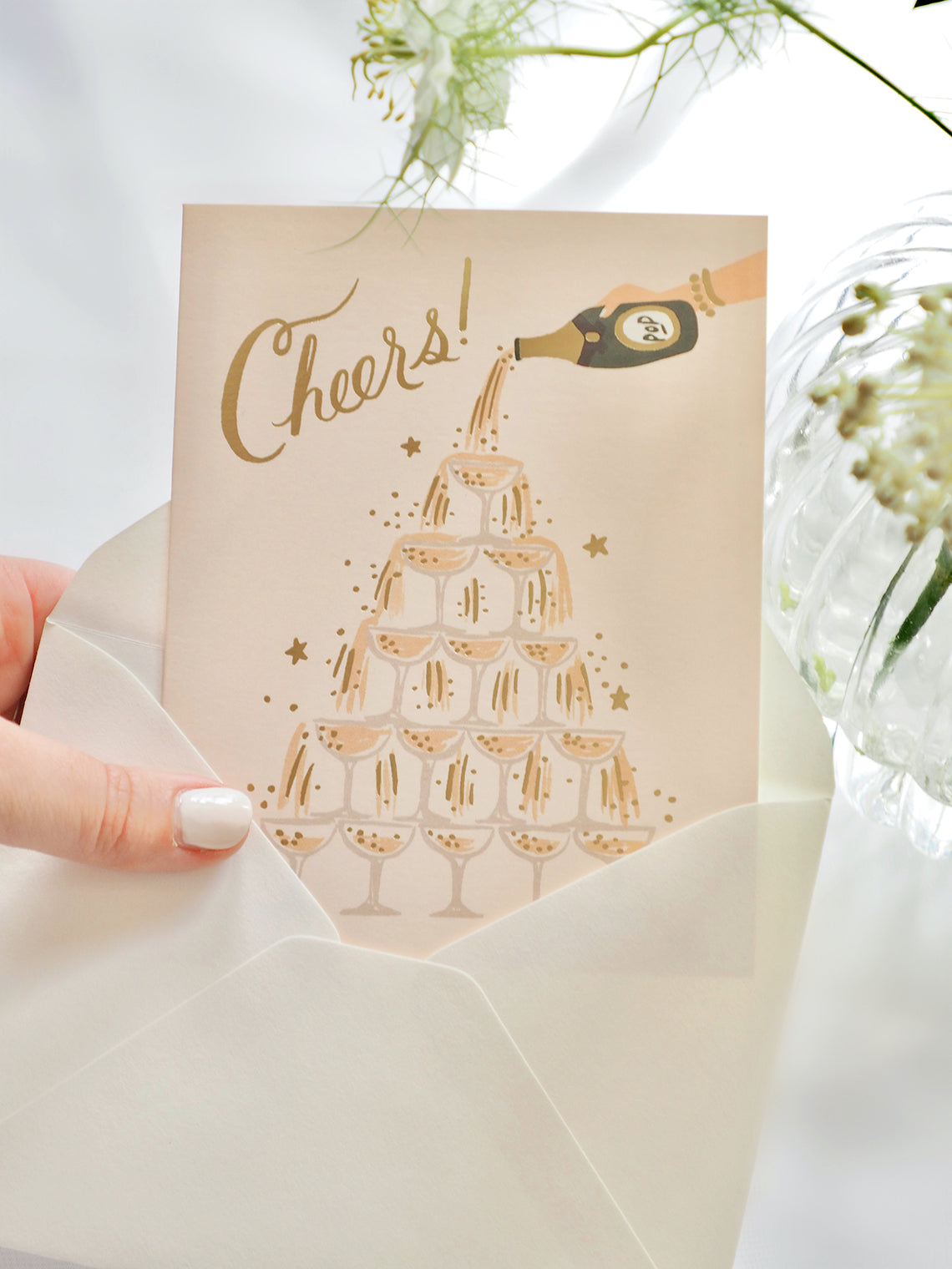 Champagne Tower Cheers Card