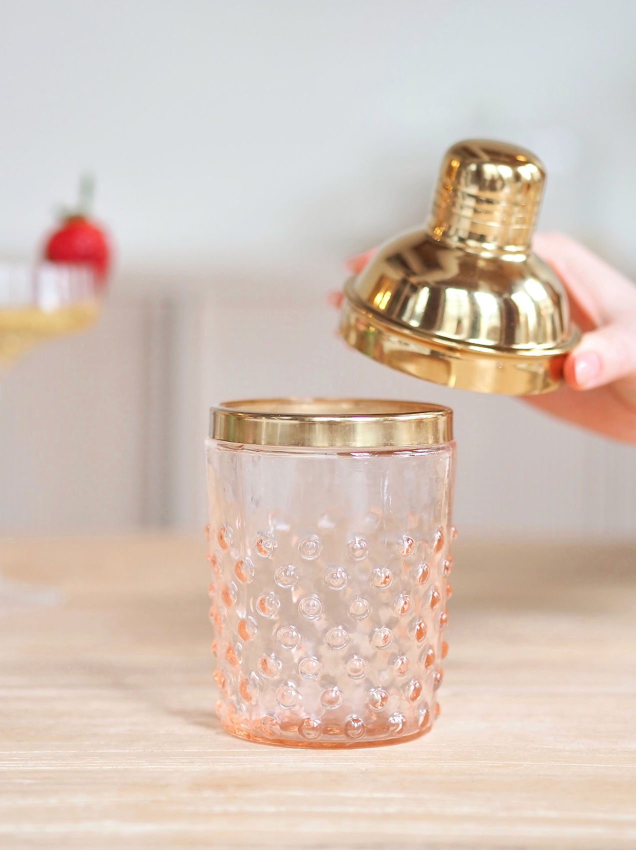 Blush Hobnail Cocktail Shaker - The Cross Decor & Design
