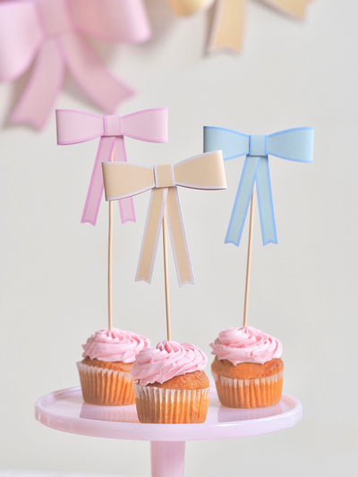 Pastel Bow Cake Toppers