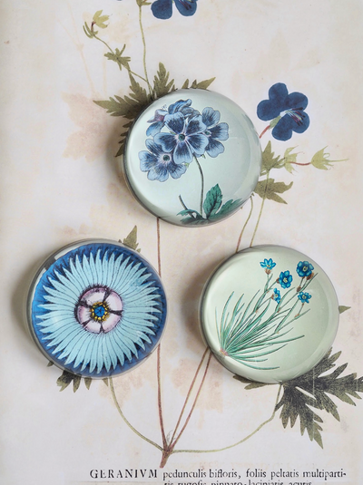 Blue Geranium Dome Paperweight - The Cross Decor & Design
