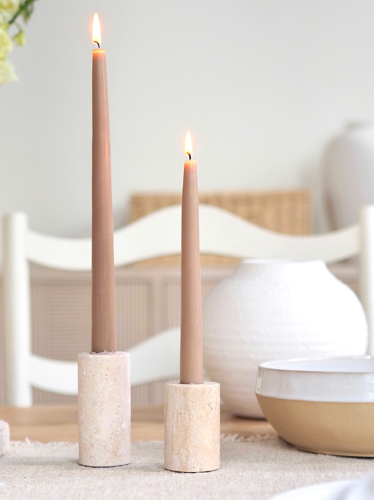 Ava Travertine Taper Holder - The Cross Decor & Design