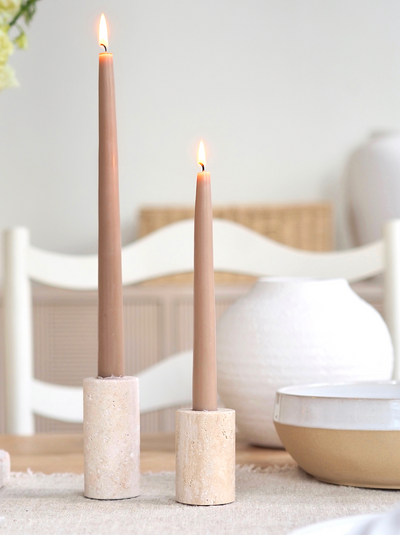 Ava Travertine Taper Holder - The Cross Decor & Design
