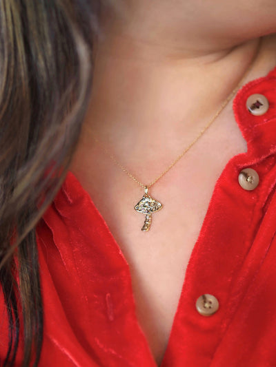 Golden Journey Mushroom Necklace | 10K Gold - The Cross Decor & Design