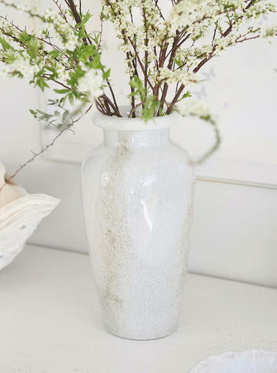 White Speckled Glass Vase