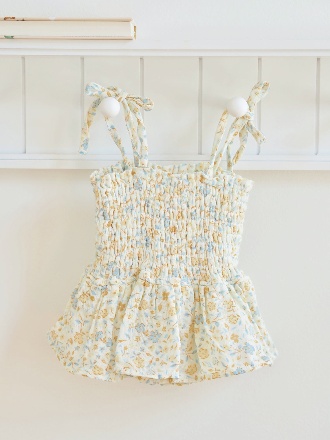 Flaxen Floral Smocked Bubble w/ Skirt