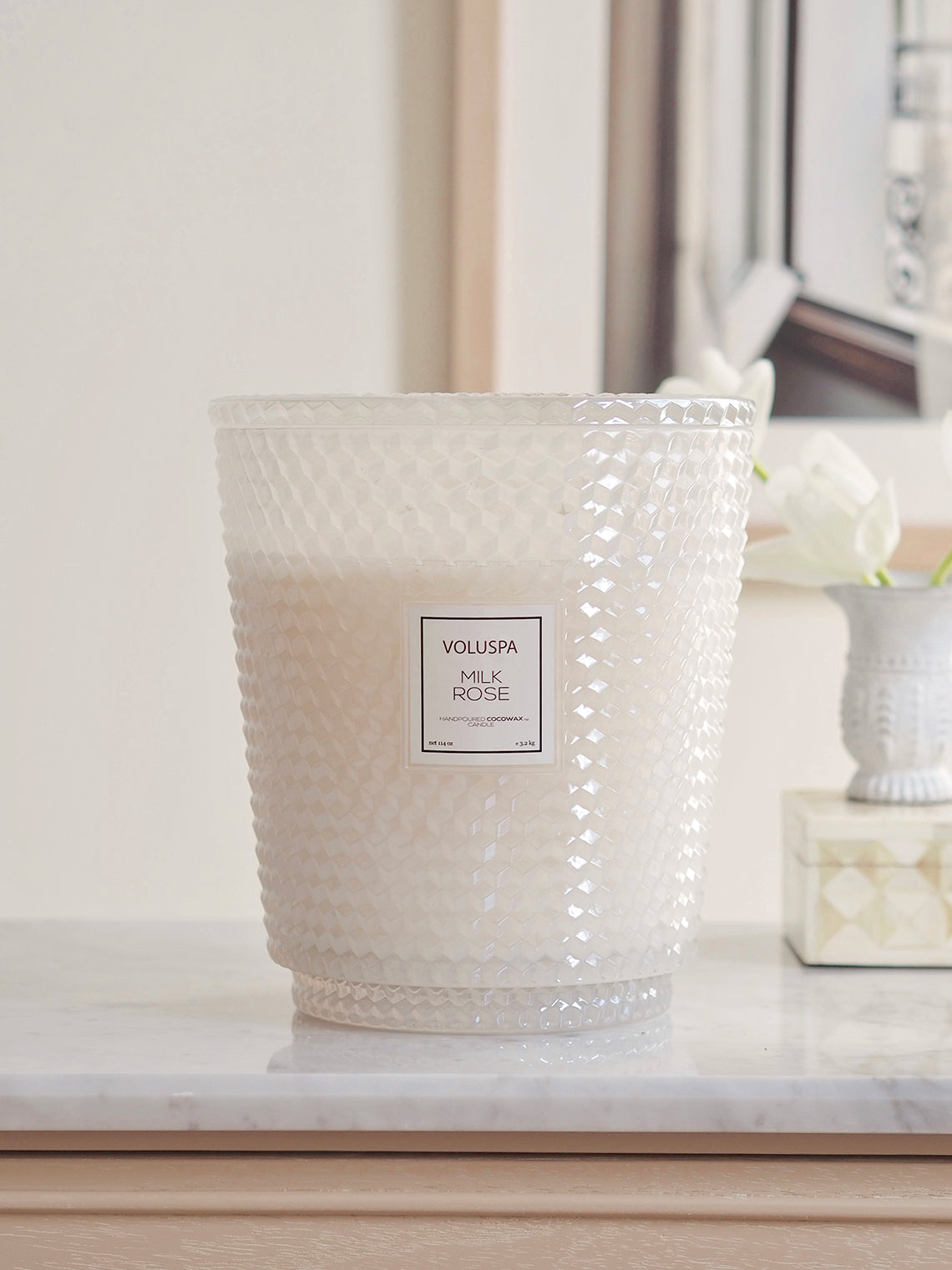 Milk Rose 5 Wick Hearth Candle - The Cross Decor & Design