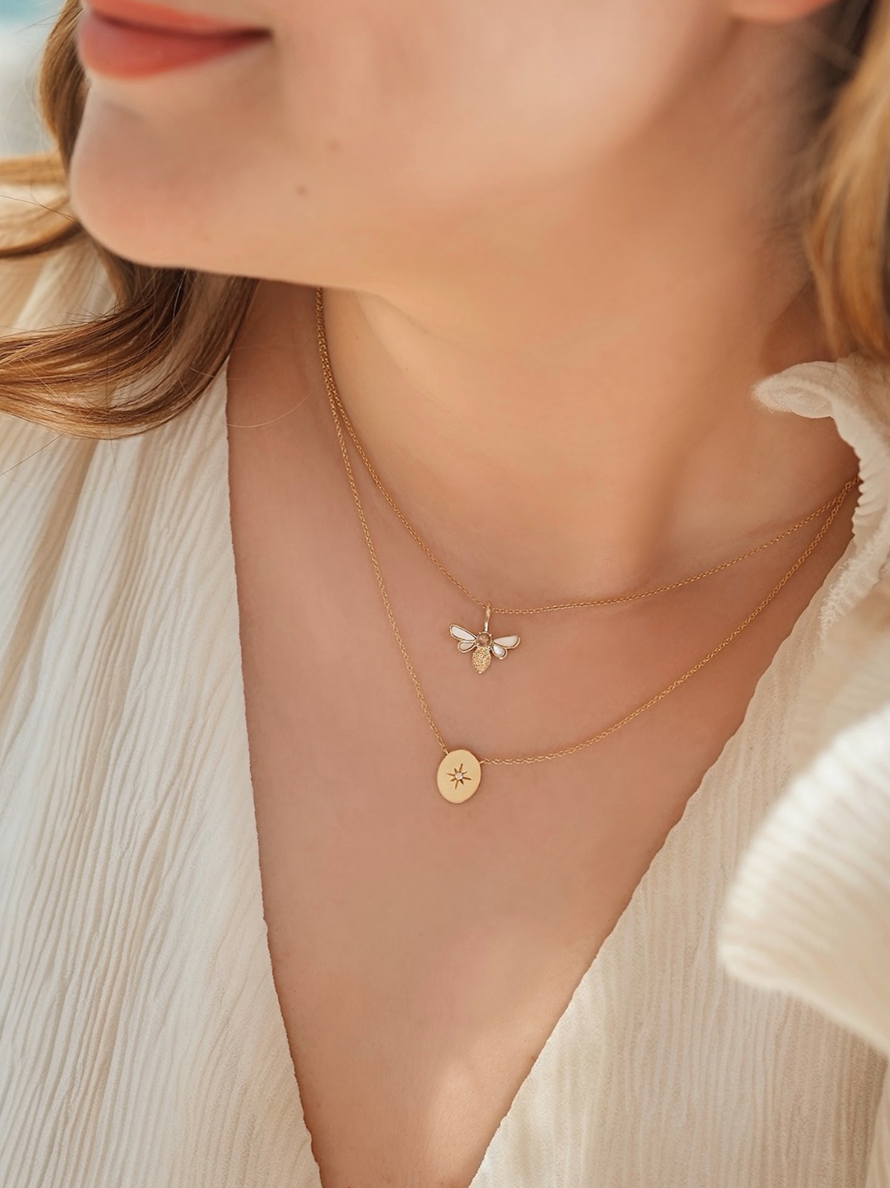 Honey Glow Bee Necklace | 10K - The Cross Decor & Design