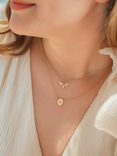 Honey Glow Bee Necklace | 10K - The Cross Decor & Design