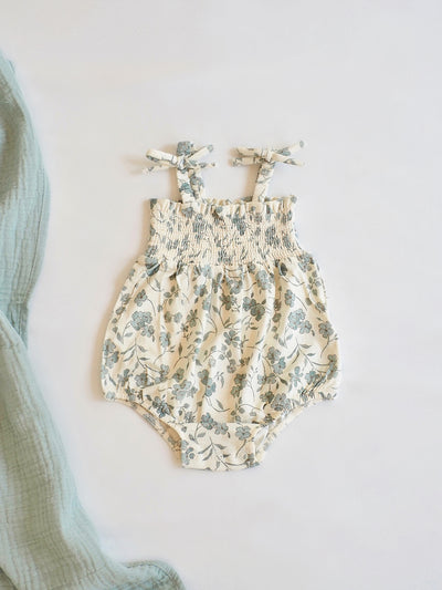 Baby's Breath Floral Tie Strap Smocked Bubble - The Cross Decor & Design