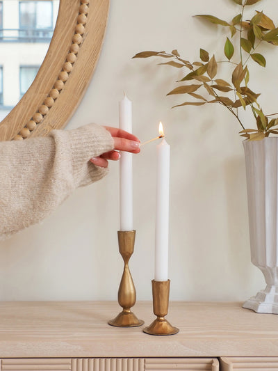Twilight White Taper Candle 10"