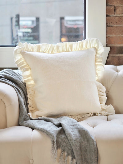 Anika Cream Ruffle Pillow - The Cross Decor & Design