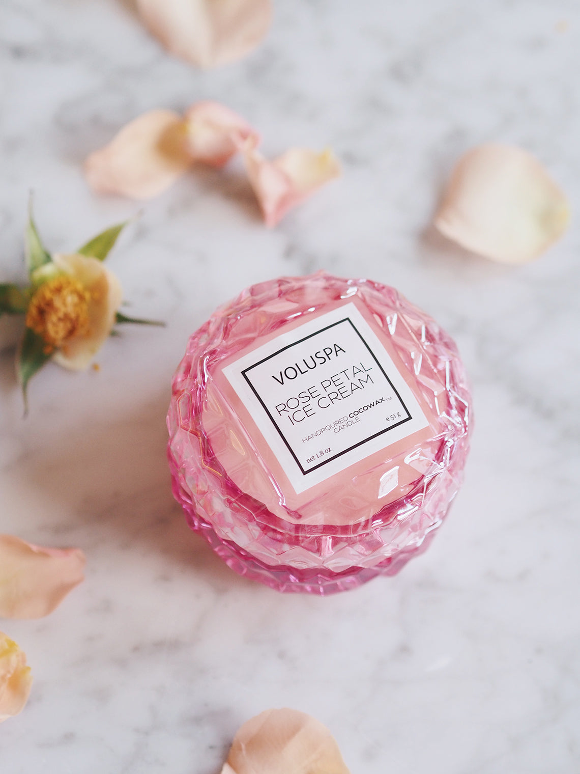 Rose Petal Ice Cream Macaron Candle