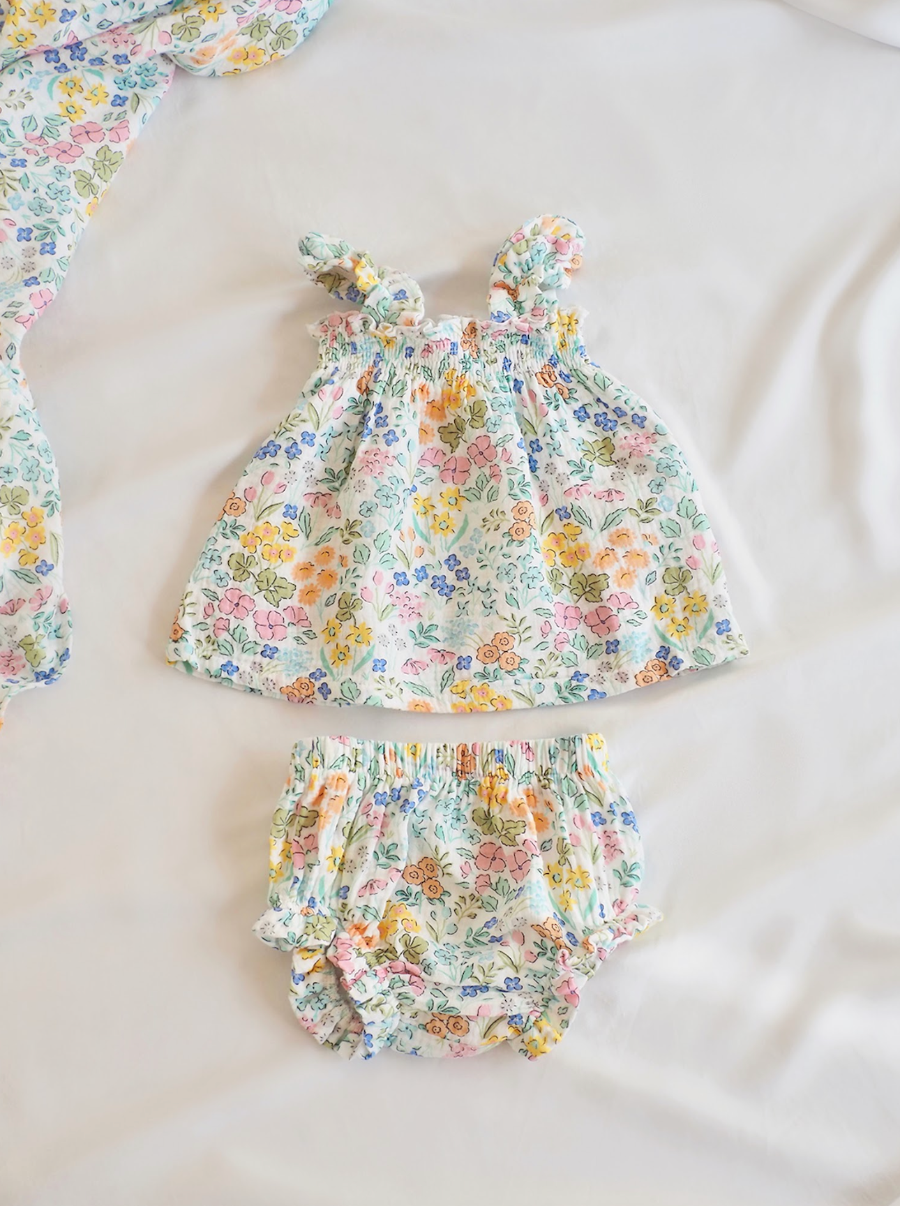 Samantha Floral Ruffly Strap Top & Bloomer Set - The Cross Decor & Design