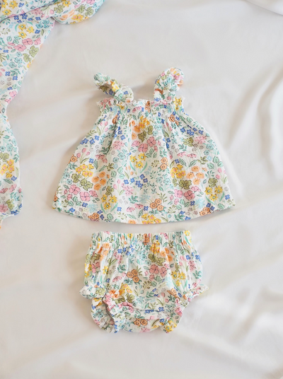 Samantha Floral Ruffly Strap Top & Bloomer Set - The Cross Decor & Design