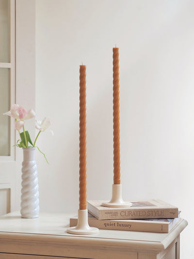 Rope Twist Miel Taper Candle Set | 18"