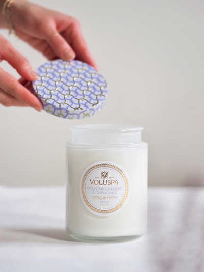 Mountain Lavender & Chamomile Glass Jar Candle | Large - The Cross Decor & Design