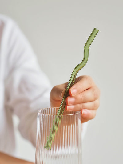Squiggle Glass Straws | Set of 6 - The Cross Decor & Design