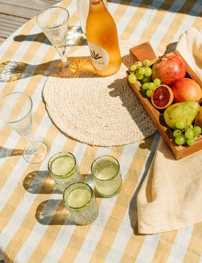 Gingham Yellow Linen Tablecloth - The Cross Decor & Design