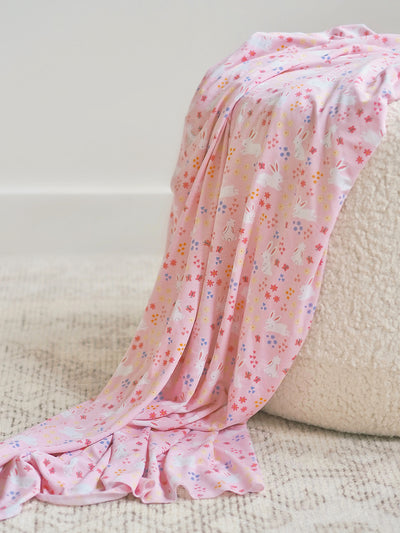 Pink Bunny Hop Swaddle Blanket