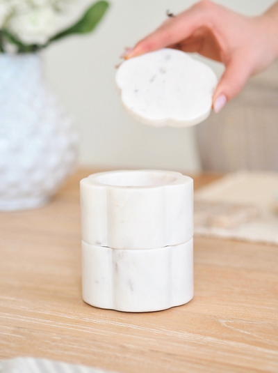 Stackable Scalloped Marble Pinch Pot Set - The Cross Decor & Design