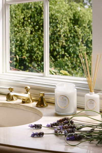Mountain Lavender & Chamomile Glass Jar Candle | Large - The Cross Decor & Design