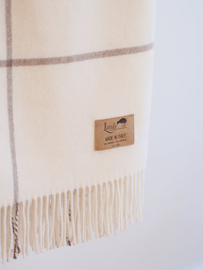 Windowpane Ecru Cashmere Throw - The Cross Decor & Design