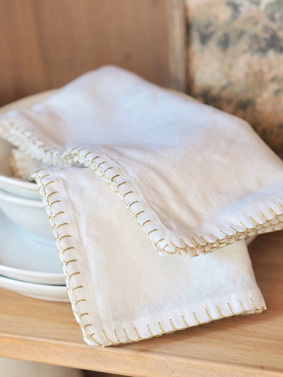 Luma Stitched White Napkin - The Cross Decor & Design