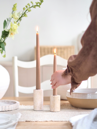 Ava Travertine Taper Holder - The Cross Decor & Design