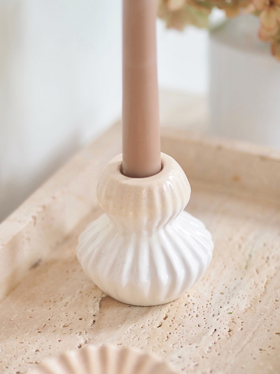 Cream Poppy Taper Holder - The Cross Decor & Design