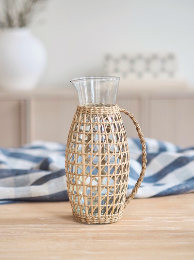 Yarrow Seagrass Glass Pitcher - The Cross Decor & Design