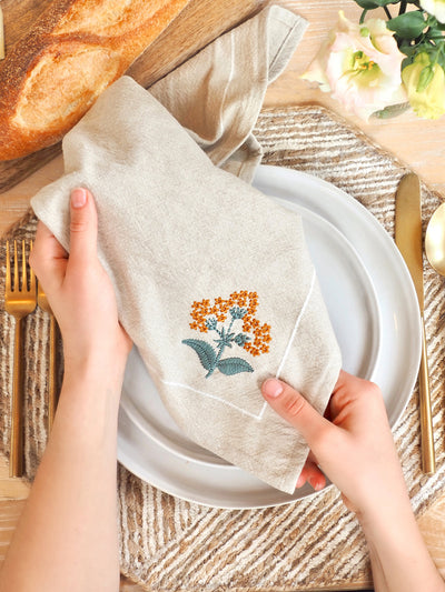 Floral Embroidery Napkin - The Cross Decor & Design