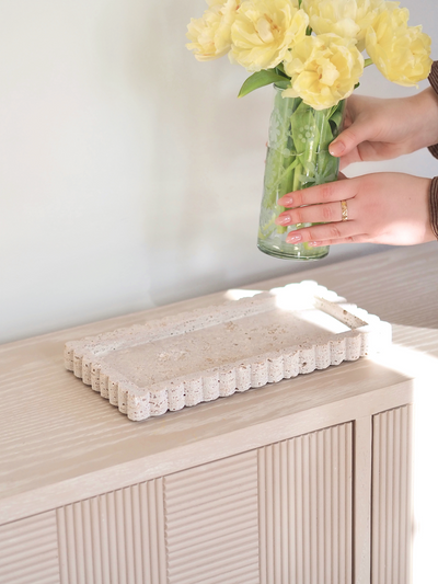 Sahara Travertine Rectangle Tray - The Cross Decor & Design