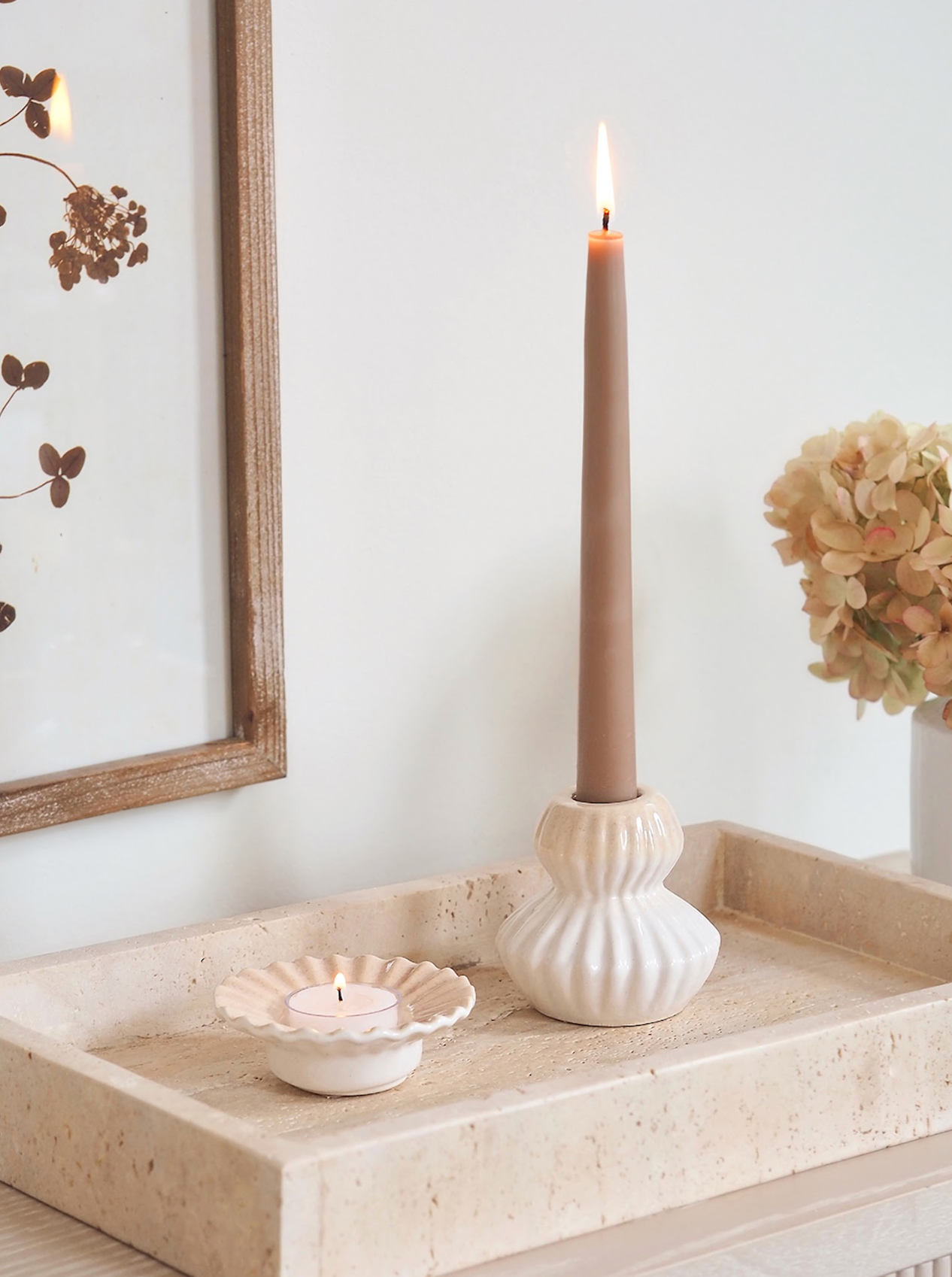 Cream Poppy Taper Holder - The Cross Decor & Design