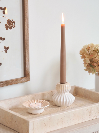 Cream Poppy Taper Holder - The Cross Decor & Design