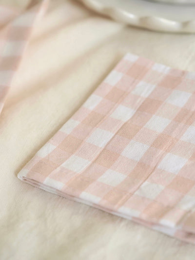 Blush Gingham Cocktail Napkin - The Cross Decor & Design