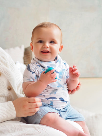 Blue Whales Bandana Bib - The Cross Decor & Design