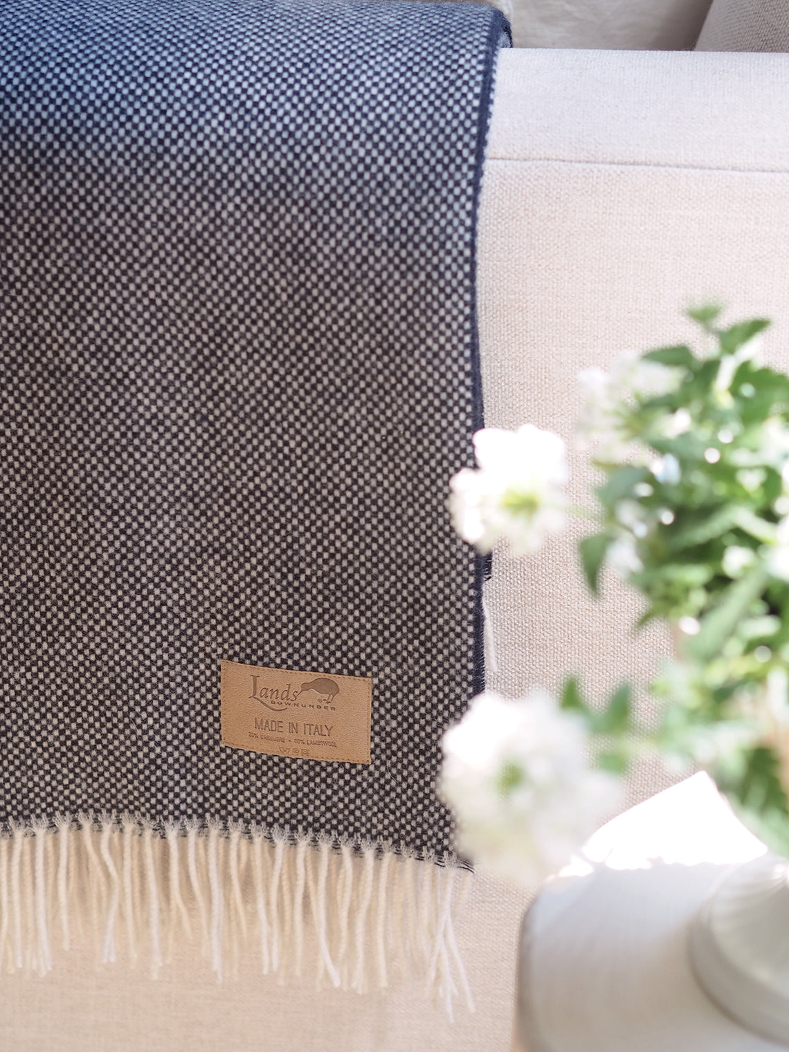 Juno Navy Cashmere Throw - The Cross Decor & Design
