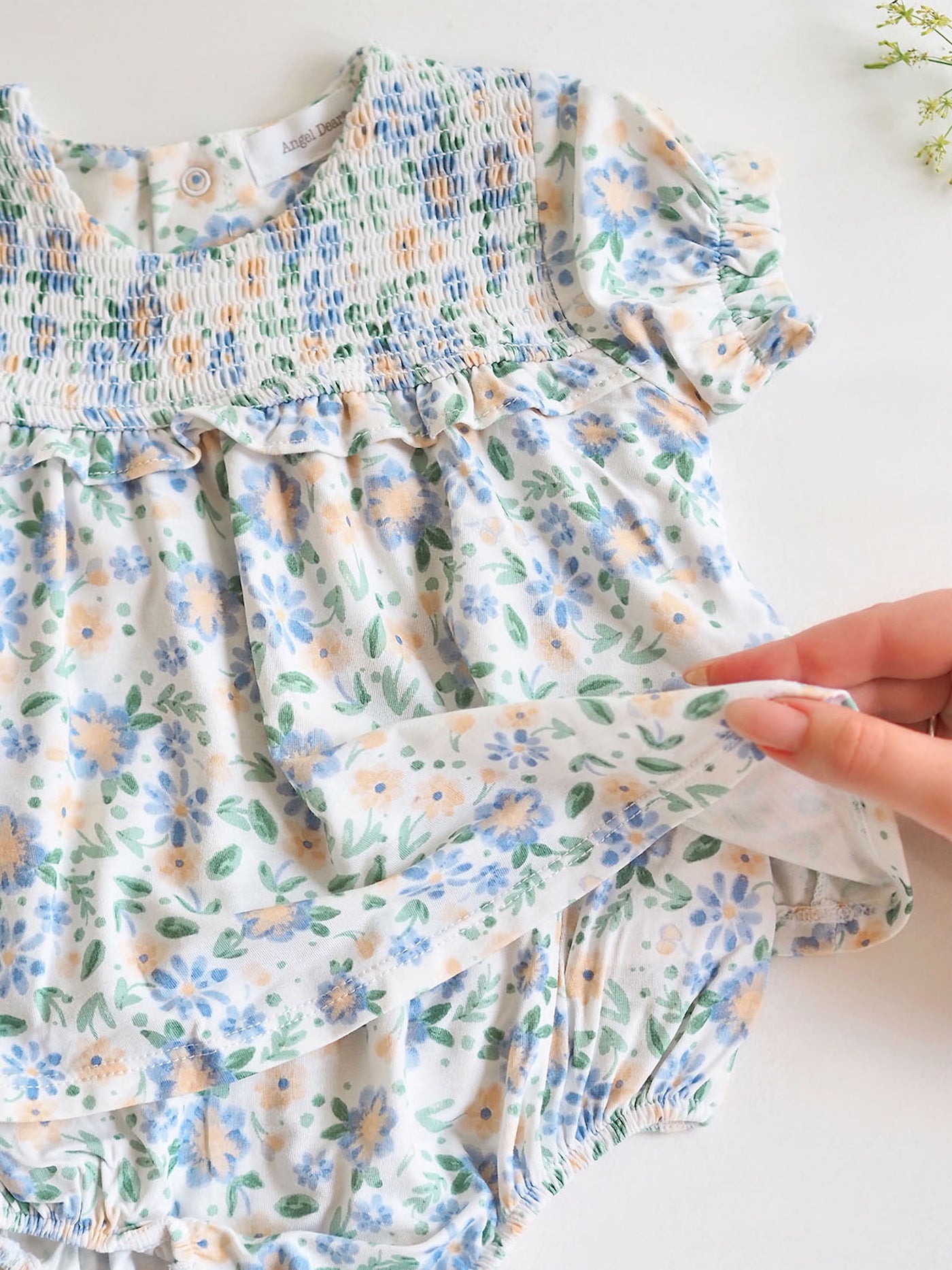 Veronical Floral Smocked Ruffle Bubble w/ Skirt