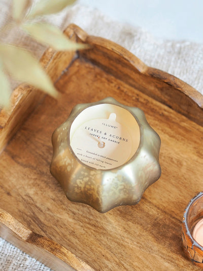 Leaves & Acorns Mercury Pumpkin Candle - The Cross Decor & Design