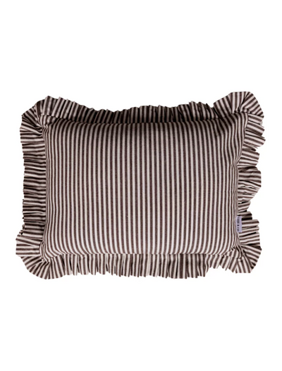 Ruffle Dark Chocolate Stripe Pillow | 14x20