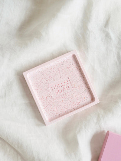 "Hello Soap" Pink Diatomite Soap Dish - The Cross Decor & Design