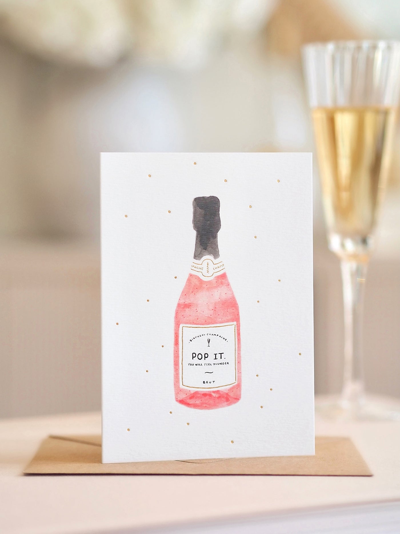 Birthday Gold Champagne Card - The Cross Decor & Design