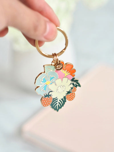 Strawberry Fields Enamel Keychain - The Cross Decor & Design