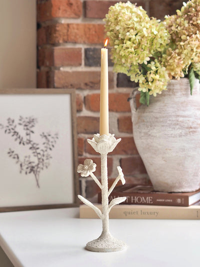 White Flower Taper Holder - The Cross Decor & Design